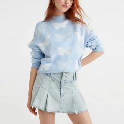 3Pcs Butterfly Jacquard Knit Pullover Sweater