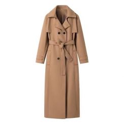 4Pcs Vintage Double Breasted Belted Chic Coat