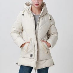 Womens High Neck Hooded Winter Cotton Jacket