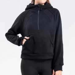 2Pcs Womens Fitness Lambswool Thickened Zipper Yoga Wear